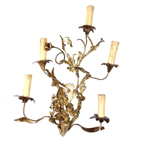 Lámpara de pared estilo Rococó de hierro, siglo XX en venta en Pamono
