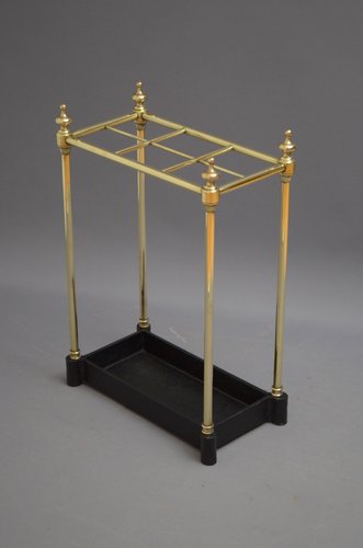 Brass Umbrella Stand with Sculpted Corners 