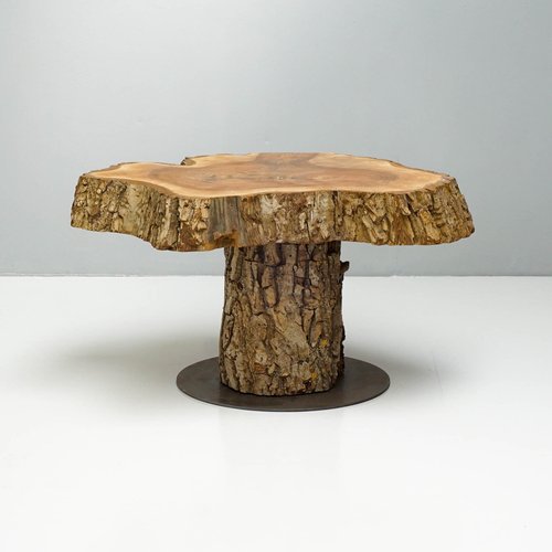Tree Trunk Coffee Table in Walnut on Metal Base for sale at Pamono