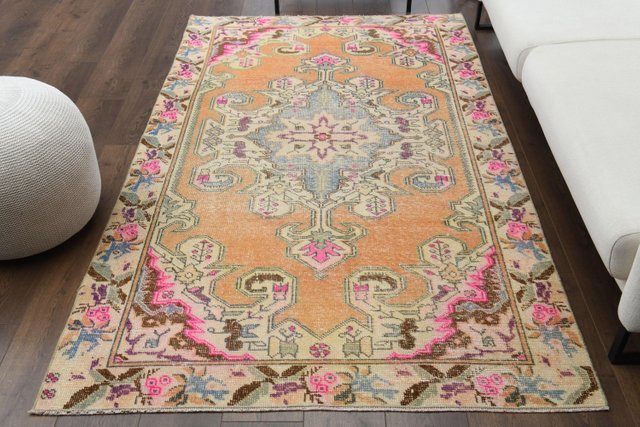 Vintage Turkish Oushak Rug For At, Pale Blue Chinese Rugs
