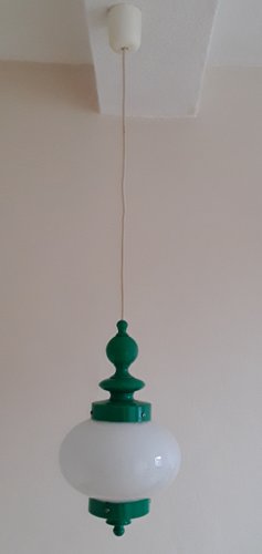 Vintage Ceiling Lamp with White Opaque 