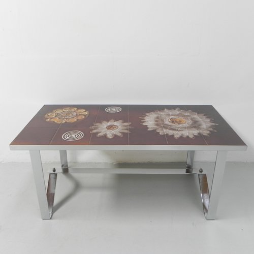Vintage Tile Table with Floral Pattern for sale at Pamono
