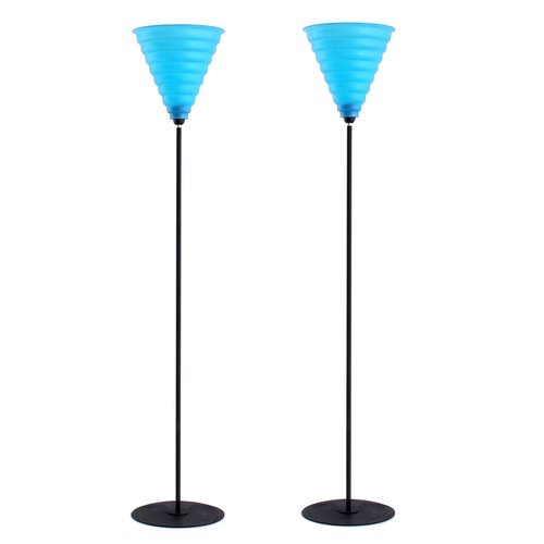 Vintage Stehlampen in Schwarz & Blau von Ikea, 1980er, 2er Set bei