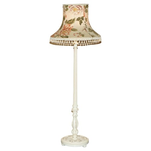 Painted Floor Lamp with Vintage Floral Shade for sale at Pamono