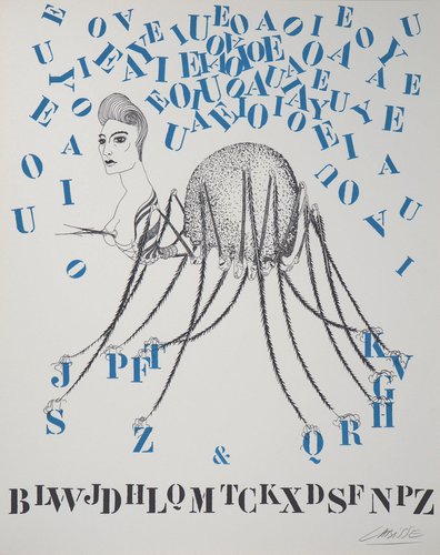 Félix Labisse, The Tarantula of Letters, 1974, Original Lithograph