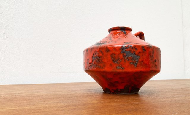 Mid-Century German Brutalist Fat Lava Pottery Ufo Vase, 1960s for