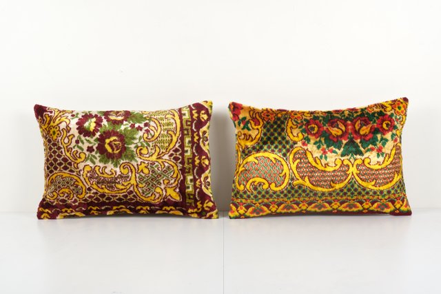 Italian Vintage Velvet Lumber Cushion with Putti