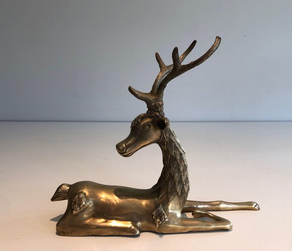 Paire de statuettes en laiton - Représentation de cerfs - Label Emmaüs
