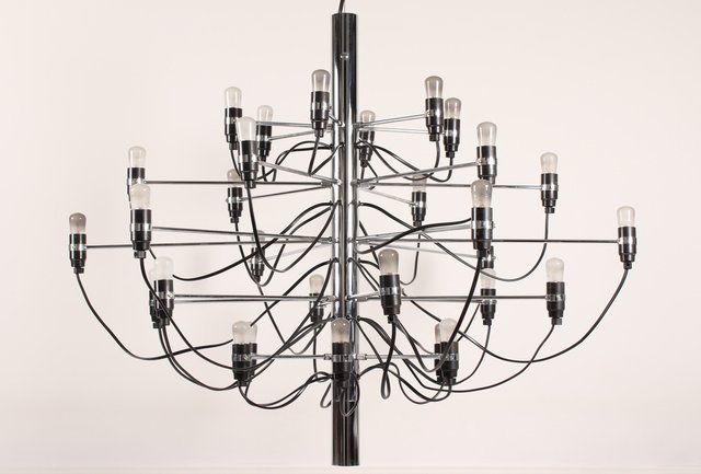Vintage Chrome Model 2097 30-Arm Chandelier by Gino Sarfatti for