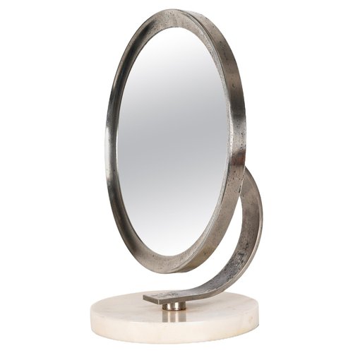 Mid-Century Italian Round White Carrara Marble and Steel Dressing ...