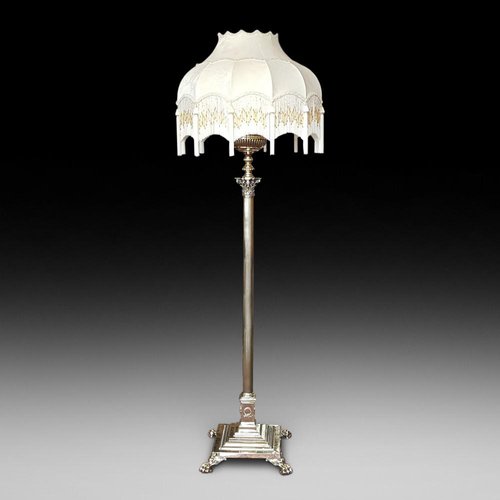 Victorian Brass Standard Oil Floor Lamp for sale at Pamono