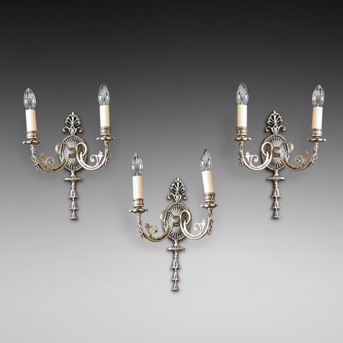 Edwardian Adam Brass Wall Lights, Set of 3 for sale at Pamono
