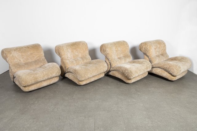 Retro Style Module Chair Modular Beige Modules, 1970s, Set of 4 for sale at Pamono