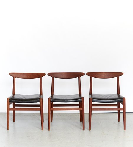 W2 Dining Chair by Hans J. Wegner for C.M.Madsen 1950s Set of 3