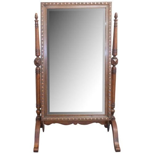 French Psyche Full Length Beveled Floor Mirror, 1890s for sale at Pamono