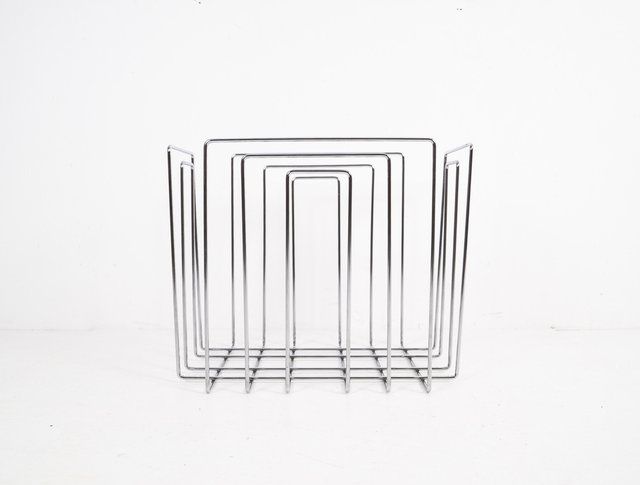 Vintage Chrome-Plated Magazine Rack in the of Style Willi Glaeser