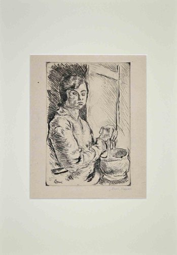 Mino Maccari, Portrait, Original Radierung, Mitte 20. Jh bei 