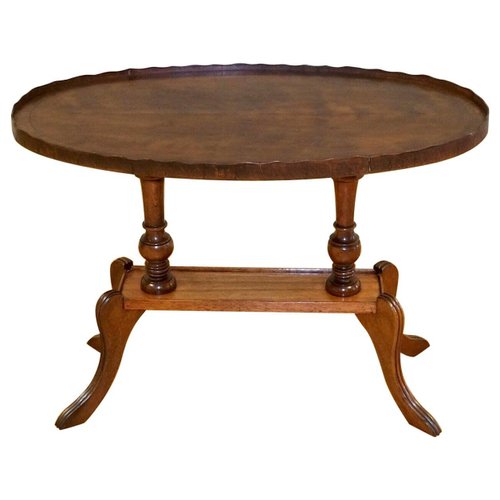 Antique Regency Oval Yew Wood Pie Crust Edge Coffee Table on Sabre
