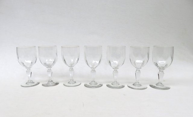 Large Glass Wine Glasses, France, Set of 7 for sale at Pamono