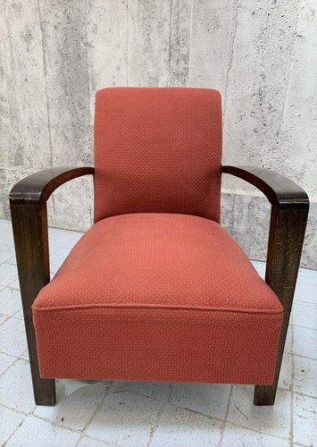 Poltrona singola con rivestimento originale rosso in vendita su Pamono