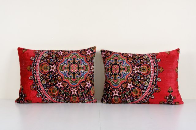 Large Turkish Velvet Cushion Covers Set of 2 for sale at Pamono