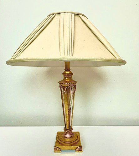 Waterford Style Bronze and Crystal Table Lamp 1950s