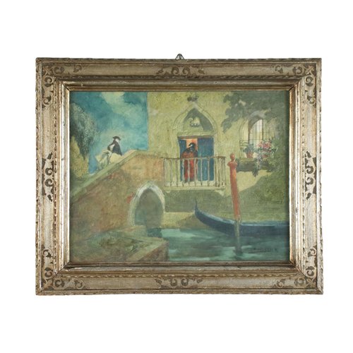 Tableau Ancien Peinture Par Numéros Années 60 – Scène Calèche, Toile Sur Contreplaqué