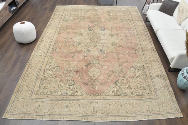 Antique Turkish Wool Faded Area Rug, 1930s for sale at Pamono