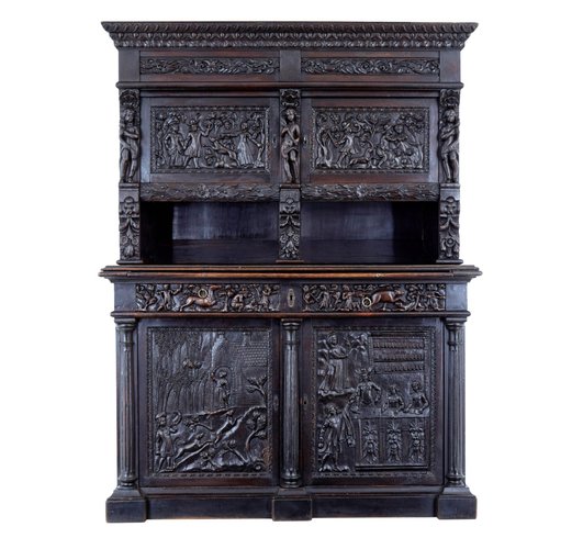 Carved Doors Sideboard Cabinet with Wooden Drawers - Rare Finds Warehouse