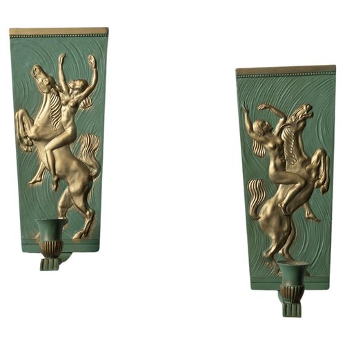 Schwedische Art Deco Wandleuchten, 1920er, 2er Set bei Pamono kaufen