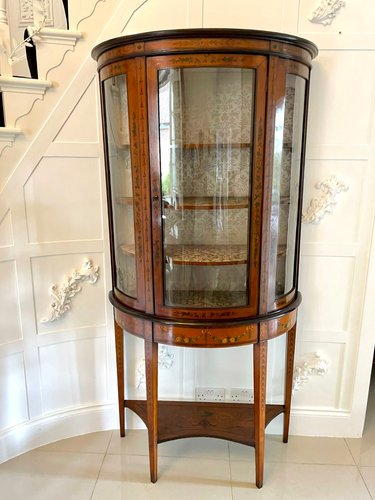 Victorian Satinwood Display Cabinet with Original Painted