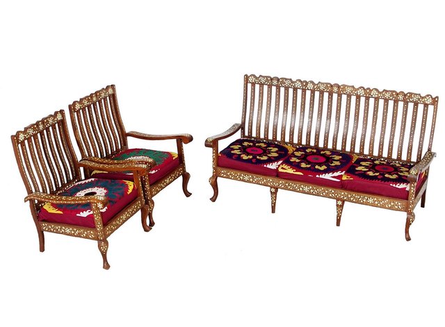Indian style on sale wooden sofa set