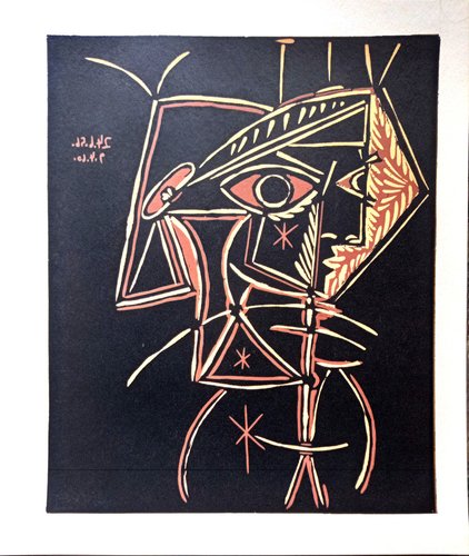 Pablo Picasso, Testa femminile, Incisione su linoleum, 1962 in vendita su  Pamono