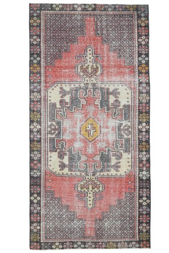 Vintage Turkish Pink and Orange Runner Rug for sale at Pamono