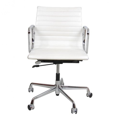 White Leather Ea 117 Office Chair by Charles Eames for Vitra 2000s