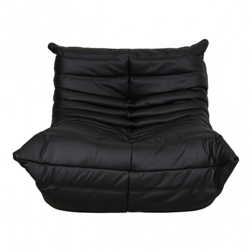 Togo Lounge Chair in Black Leather by Michel Ducaroy for Ligne