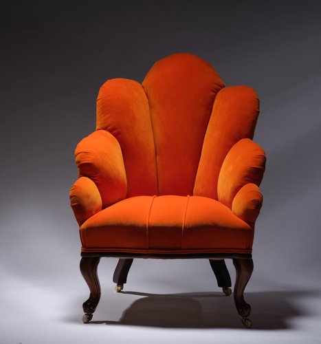 Orange Scallop Chair with Rosewood and Iron Frame for sale at Pamono
