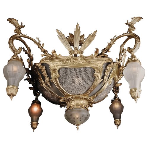 20th Century Louis XC Style CastBronze Candelabra Chandelier for sale
