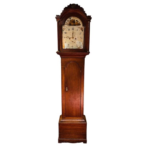 Antique English Grandfather Clock in Oak, 19th Century for sale at Pamono