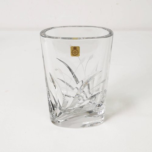 German Oval Crystal Vase from Bleikristal, 1960s for sale at Pamono