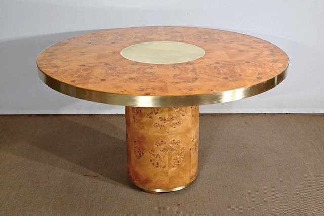 GRANDE TABLE BOUILLOTE en marqueterie époque fin XIXème haut 76 diam 63