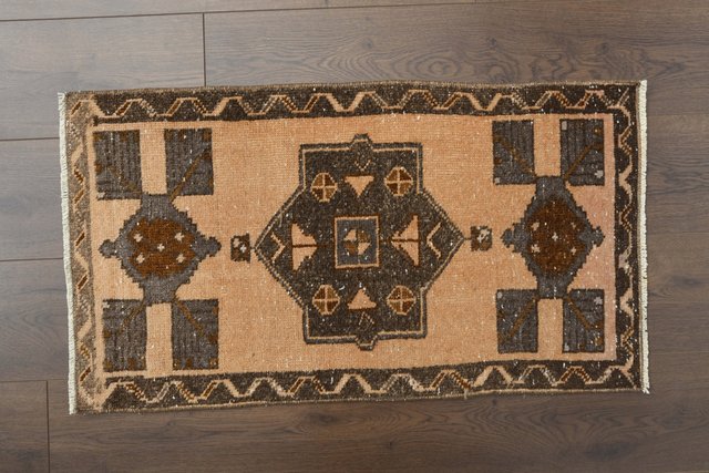 Vintage Turkish Faded Orange - Gray Rug for sale at Pamono