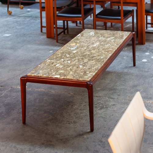 Large Marble and Teak Coffee Table 1960s