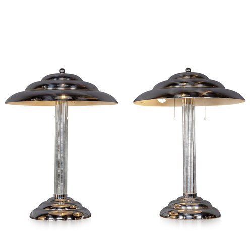Amerikanische Art Deco Tischlampen aus Chrom, 20. Jh., 1930er, 2er Set ...