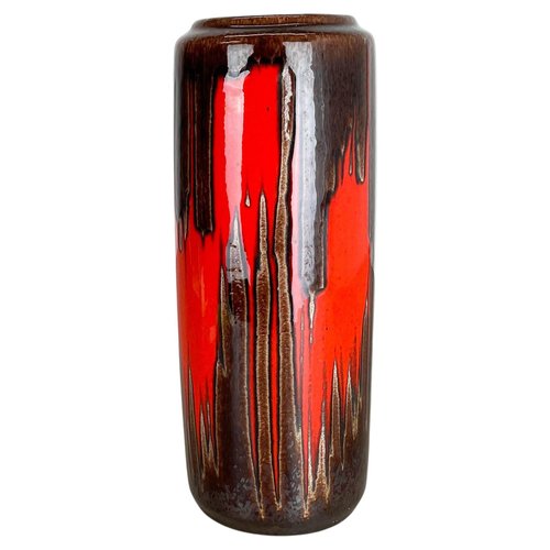 Zig Zag Lora Fat Lava Vase attributed to Scheurich, Germany, 1970s for