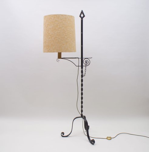 Wrought Iron Floor Lamp attributed to Raymond Subes 1960s for