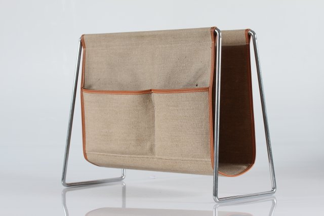 Canvas and Steel Bachelor Magazine Rack by Verner Panton for Fritz