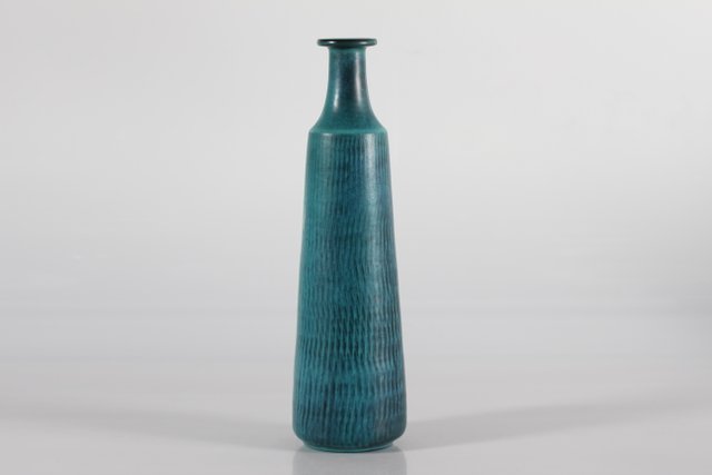 Vase Céramique Gunnar Nylund Pour Rörstrand - Bleu, Colombe - Milieu XXe Siècle - Suède