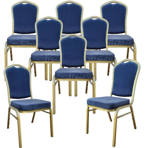 Vintage Upholstered Metal Event Chairs, Set of 8 for sale at Pamono