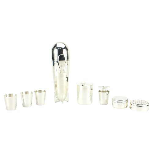 Art Deco Style Silver Hallmarked Zeppelin Cocktail Shaker, 1960s
